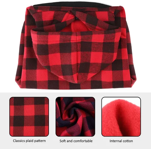 Miniatura 4 de Sudadera con capucha a cuadros para perros extra pequeños, gatos, cachorros, abrigo cálido y suave (XS)