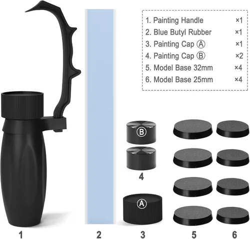 Miniatura 3 de Mango de Pintura WH01 para Miniaturas de Juego de Guerra con Bases de Modelo (Negro)