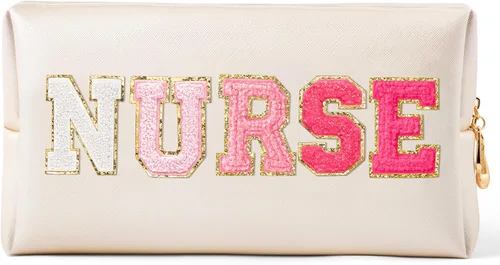 Miniatura 10 de CY2SIDE Bolsa de maquillaje con parche de letras coloridas, Negro, Enfermera-withe