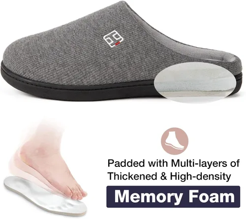 Miniatura 4 de HomeIdeas Men's Coral Fleece Lining with High Density Memory Foam Classicism Slip-on Slipper