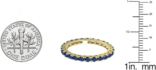 Miniatura 2 de 1.80 quilates (ctw) 14K oro redondo azul zafiro señoras eternidad anillo de boda 1 34 CT