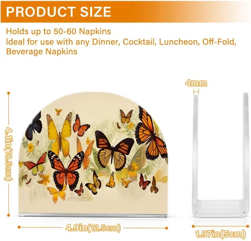 Miniatura 3 de Napkin Holder Butterfly Flower Napkin Holders for Tables, Clear Acrylic Napkin Holders Cocktail Napkin Holder for Kitchen Restaurant Bar Home Decor