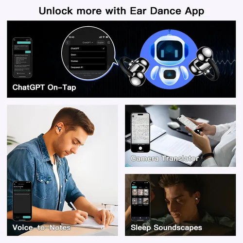 Miniatura 5 de OWS - Auriculares colgantes con clip para la oreja, auriculares inalámbricos de traducción AI en tiempo real, 165 idiomas traductores