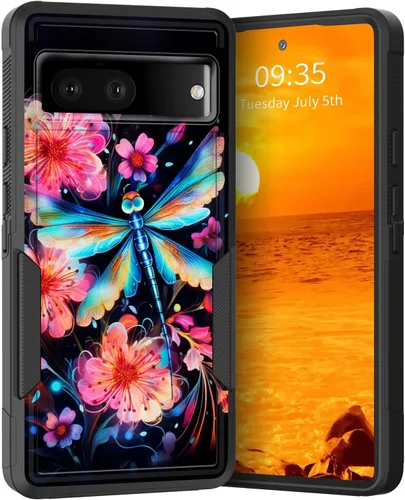 Miniatura 107 de Funda para Pixel 6A, Híbrida de Doble Capa de Servicio Pesado Resistente a Prueba de Golpes PC Duro + Funda Protectora de Silicona Suave para Google
