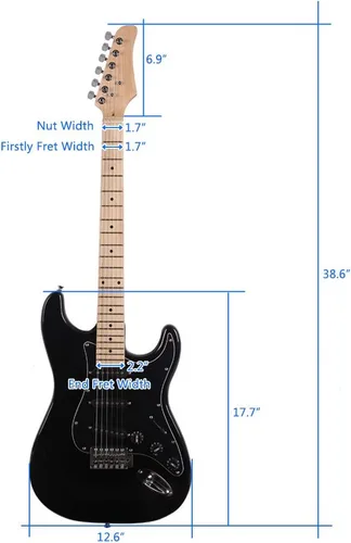 Miniatura 4 de Kit completo de guitarra eléctrica de 39 pulgadas para principiantes, tamaño completo con amplificador de 20 W, con correa, bolsa, amplificador