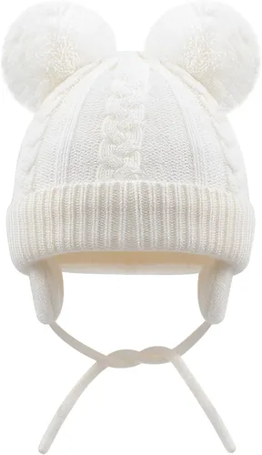 Miniatura 2 de Duoyeree Gorro de invierno para niños pequeños con solapa para las orejas, bufanda gruesa y cálida gorra de calavera para niños y niñas