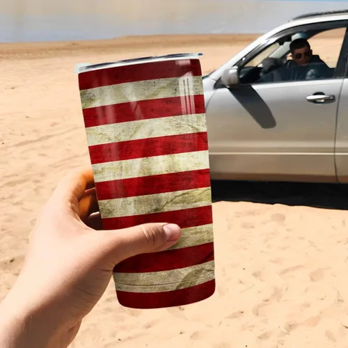 Miniatura 6 de Winorax Vaso con bandera americana de 20 oz de acero inoxidable con aislamiento, vasos aislados del 4 de julio con tapas, taza de café de viaje