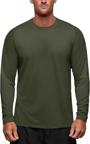 Zengjo Camisetas atléticas que absorben la humedad para hombre, de manga larga, para entrenamiento, correr, gimnasio, rendimiento, protección UV y