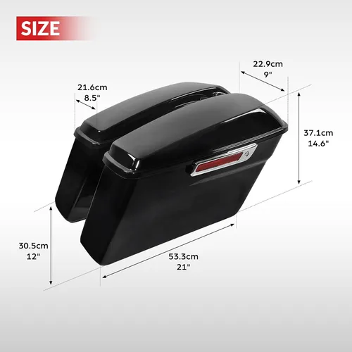 Miniatura 3 de TCT-MOTORPARTS Alforjas rígidas con cierres cromados y llaves compatibles con Harley Touring Road King Street Road Electra Glide 2014 en adelante