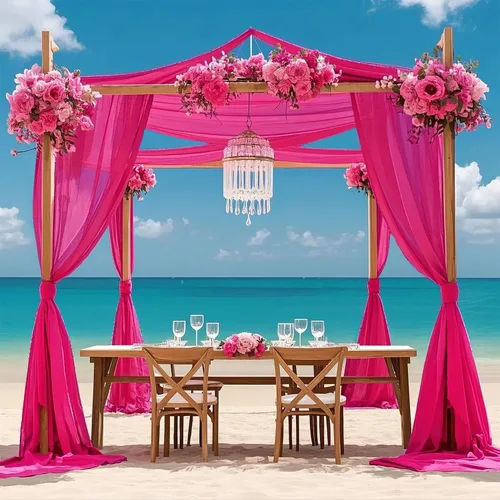 Miniatura 8 de FOTSHARER Cortinas de techo azul bebé para boda, 2 paneles de 5 x 20 pies, gasa para arco de boda, cortinas de techo para telón de fondo, decoración