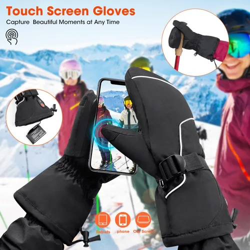 Miniatura 4 de Savior Guantes de esquí con calor térmico para snowboard, guantes de cuero para invierno, esquí, montañismo, calentador de manos para invierno