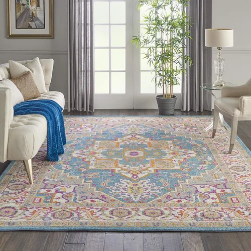 Miniatura 12 de Nourison Passion Bohemian - Alfombra color verde azulado multicolor, de 3 pies con 9 pulgadas x 5 pies con 9 pulgadas, fácil limpieza, no pierde