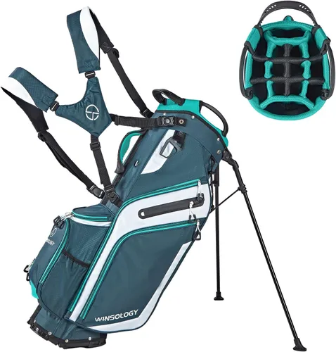 Miniatura 8 de Bolsa de golf profesional con soporte, 14 compartimentos en la parte superior con divisores de longitud completa, bolsa ligera de transporte