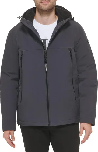 Miniatura 9 de Calvin Klein Abrigos de invierno para hombre - Chaqueta softshell con capucha forrada de sherpa