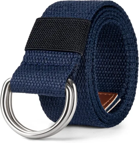 Miniatura 7 de Cinturón para mujeres y hombres de lona con hebilla negra 1 1/2" de ancho extra larga color sólido