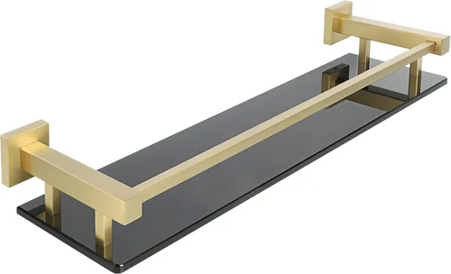 Miniatura 9 de Alise Estantes de baño, estante de vidrio dorado para baño, estantes flotantes modernos, 20 pulgadas Dorado y Negro