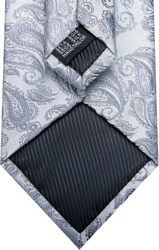 Miniatura 78 de Barry.Wang - Juego de corbata de seda para hombre, diseño de cachemira, pañuelo y gemelos de bolsillo