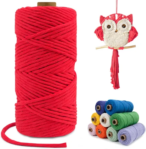 Miniatura 79 de Cuerda de macramé de una sola hebra de 0.197 in x 110 yardas, cuerda de macramé de algodón natural de 0.197 in, cuerda de algodón grueso para colgar