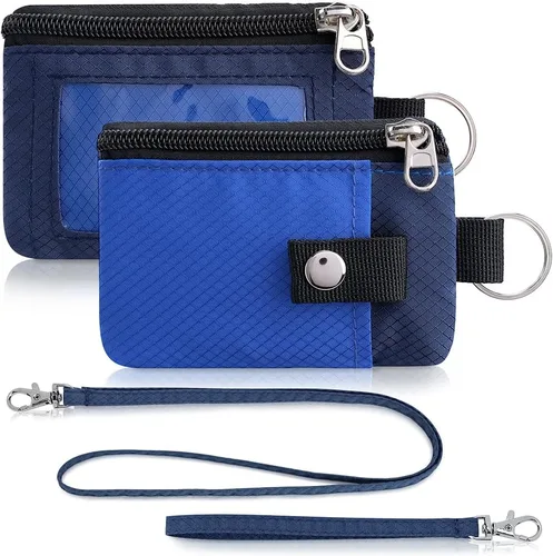 Miniatura 44 de Artpaxy Cartera minimalista para hombres y mujeres, llavero con bloqueo RFID, con cremallera, pequeña cartera con ventana de identificación, 2