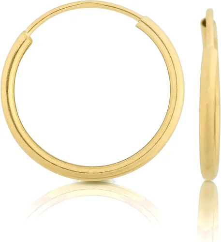Miniatura 3 de Arracadas de oro amarillo de 14 quilates para mujer de 1 mm - 15 mm de grueso 10 mm - 60 mm de diámetro
