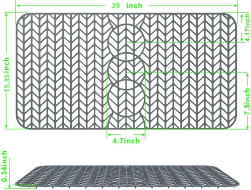 Miniatura 3 de GUUKIN Protectores de Fregadero para Alfombrilla de Cocina - 29" x 15.35" Alfombrilla de Silicona para Fregadero de Cocina con Rejilla para el Fondo