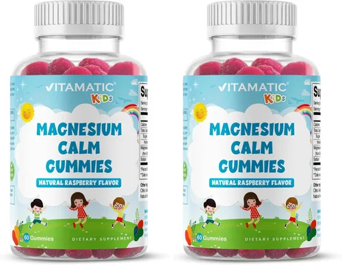 Miniatura 9 de Vitamatic Gomitas calmantes de magnesio para niños, 60 unidades, veganas, gran sabor, promueven el apoyo saludable, muscular, óseo y energético