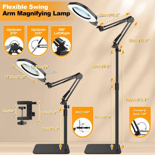Miniatura 5 de Lupa 15X con luz y soporte, lámpara de aumento 3 en 1, lupa con iluminación LED de atenuación continua, lupas iluminadas para trabajo cercano
