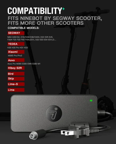 Miniatura 4 de Adaptador de 42 V CA/CC compatible con Segway Ninebot MAX G30P G30LP G30LE KickScooter ES1 ES2 ES2L ES3 Pro ES4 E22 E25 E45 Air T15 G30 G30D 36VDC