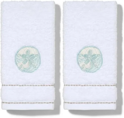 Miniatura 4 de Avanti Linens – Juego de toallas para los dedos, toallas de baño de terciopelo 100% algodón con estrellas de mar bordadas y coral, reverso de rizo