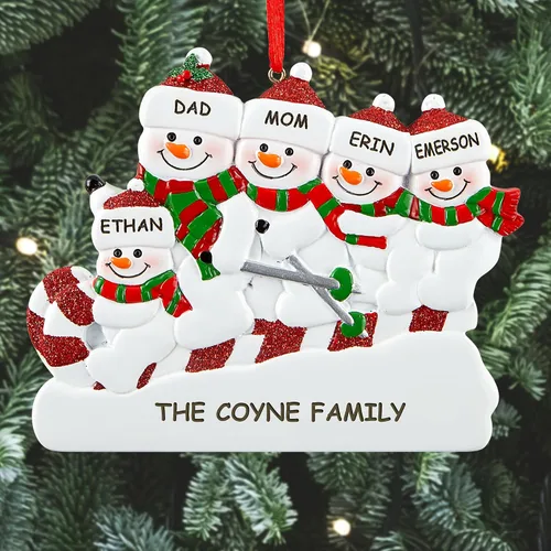 Miniatura 2 de Let's Make Memories Adorno de Navidad personalizado – para la familia – Trineo de muñeco de nieve – Adorno de Navidad 2024 – Grabado – Resina