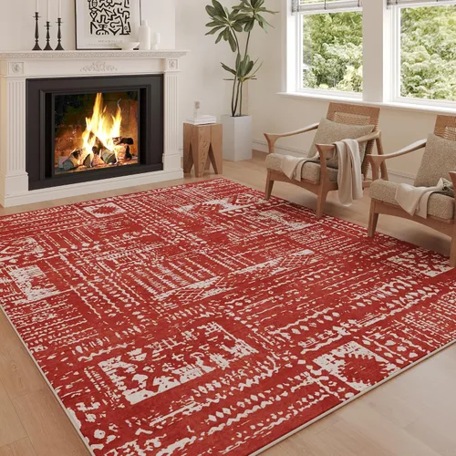 Miniatura 94 de Rugcomf Alfombras Vintage Paisley para Sala de Estar 5' x 7' - Alfombra de Área Lavable a Máquina, Alfombra Floral Antideslizante de Pelo Bajo