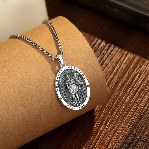 Miniatura 118 de Vito Collar de plata de ley 925 para mujeres y hombres, San Benito, crucifijo, Caravaca, San Cristóbal, San Judas, medalla patronal, amuleto