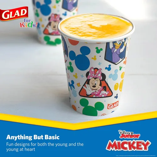 Miniatura 4 de Glad para Niños Vasos de Papel Desechables de Mickey y sus Amigos de Disney - Extra Resistentes, A Prueba de Remojo, Vasos de Papel Aptos para Niños