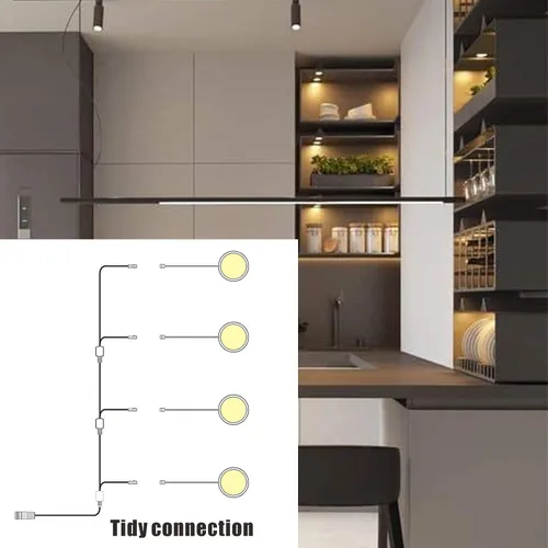 Miniatura 5 de WOBANE Luces LED de disco, kit de iluminación con cable para debajo del gabinete con control remoto, iluminación de mostrador regulable para cocina