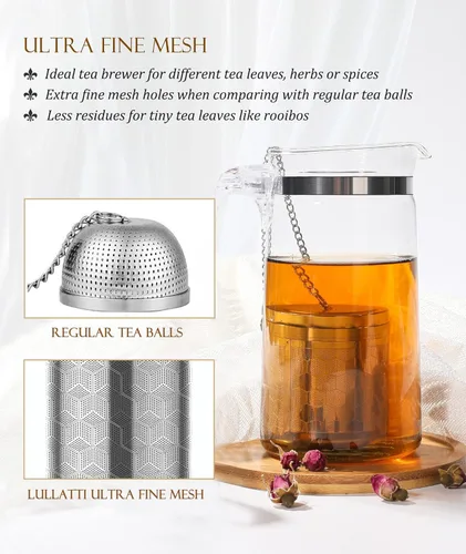 Miniatura 4 de Infusor de Té Grande para Té Suelto (1 Paquete), Colador de Bola de Té de Acero Inoxidable 304, Infusor de Té de Malla Extra Fina para Preparar Todo