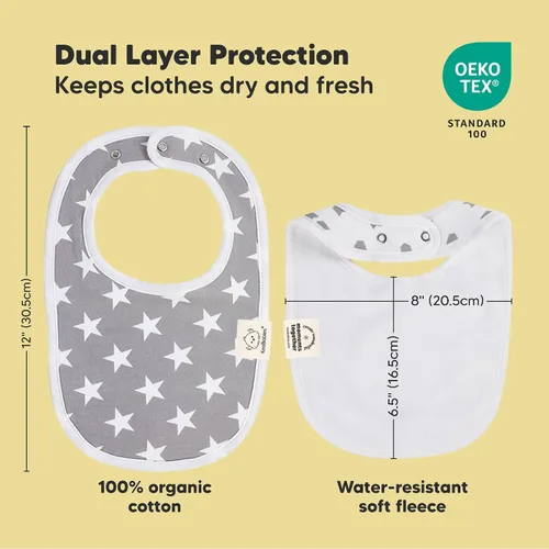 Miniatura 3 de Paquete de 8 baberos orgánicos para niños y niñas, baberos de algodón suave para babear y dentición para bebés niñas y niños, extra absorbentes