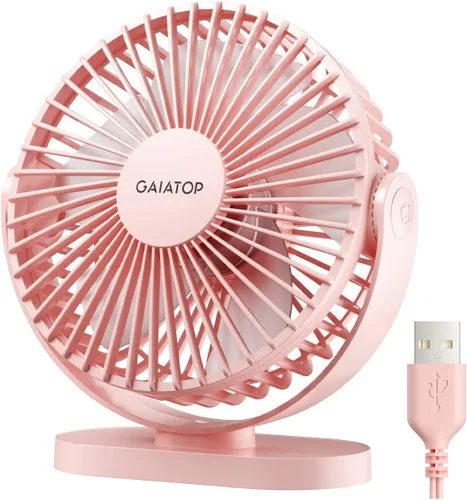 Miniatura 13 de Gaiatop Ventilador de escritorio USB, 5.5 pulgadas, pequeño, silencioso, potente, 3 velocidades, rotación de 90°, mini ventiladores de mesa de Azul