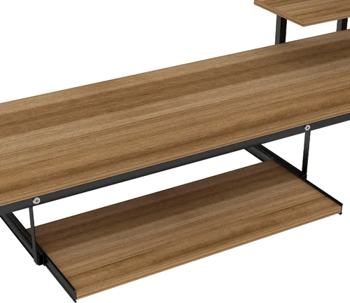 Miniatura 5 de Majnesvon Cama tipo loft de tamaño individual, cama alta con escritorio y estantes de almacenamiento, cama alta de metal tamaño individual