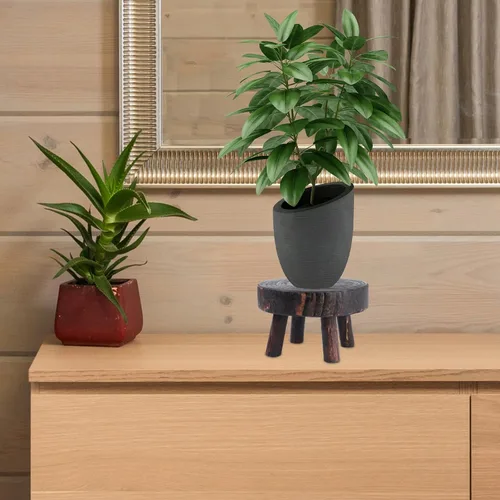 Miniatura 4 de VILLCASE Soporte de exhibición de taburete de madera, taburete de madera, soporte para plantas de patio, maceta, estante decorativo para taburete