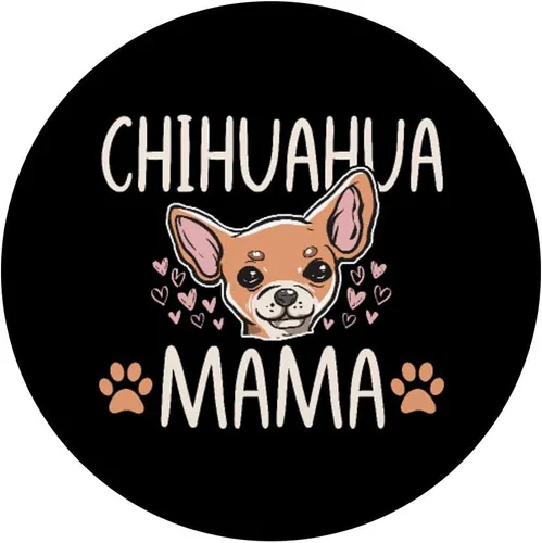Miniatura 3 de Chihuahua Mamá Divertido Amante del Perro Propietario Regalo Mujer PopSockets Agarre y Soporte para Teléfonos y Tabletas, Negro