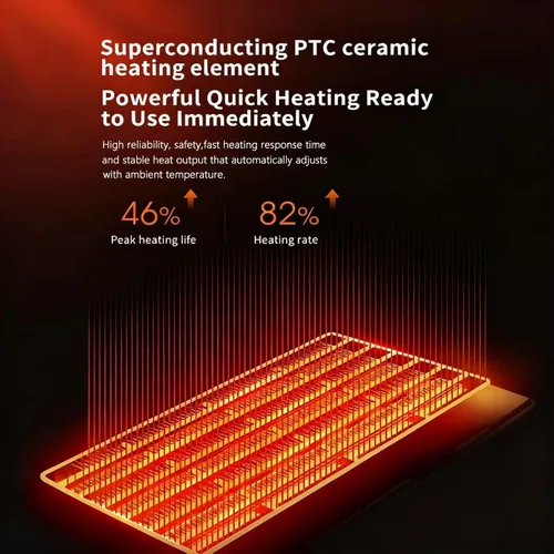 Miniatura 5 de Calentador de espacio para interiores, calentador de cerámica PTC de 25 pulgadas y 1500 W con función de atomización y humidificación, 3 modos
