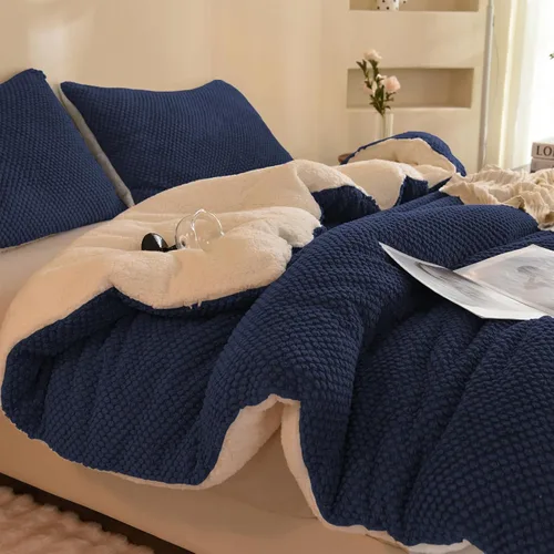 Miniatura 15 de LLanCL Juego de edredón de diseño jacquard 3D, ultra suave, cálido, tamaño individual, felpa de piel sherpa, juego de 2 piezas de ropa de cama