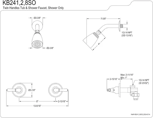 Miniatura 2 de Kingston Brass KB248SO Magellan - Grifo de ducha para montaje en pared, níquel cepillado, solo ducha