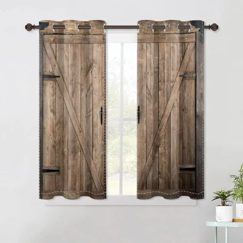 Miniatura 101 de Cortinas rústicas para ventana de puerta de granero, puerta de madera gris, puerta de garaje, tratamiento de ventana para sala de estar, dormitorio