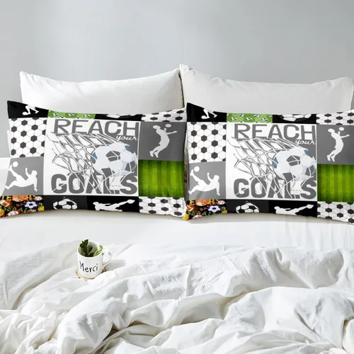 Miniatura 7 de Feelyou Juego de edredón con temática de fútbol, juego de ropa de cama de juego de pelota de fútbol, regalo para amantes del fútbol, edredón Multi 04