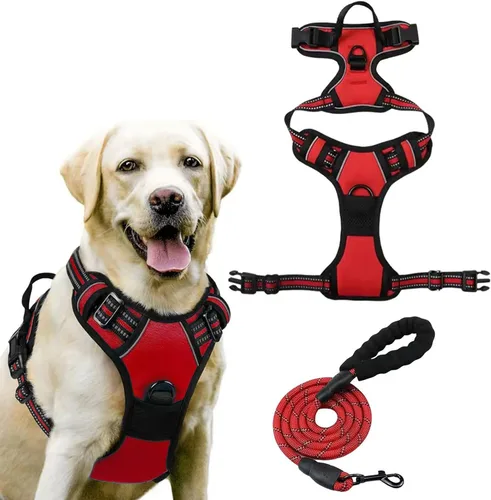 Miniatura 10 de Dog Harness, No Pull Large, Release on Neck, Front Back Clips Dog Vest Harness Reflective Adjustable Padded,for Outdoor Walking Training(L,Black)