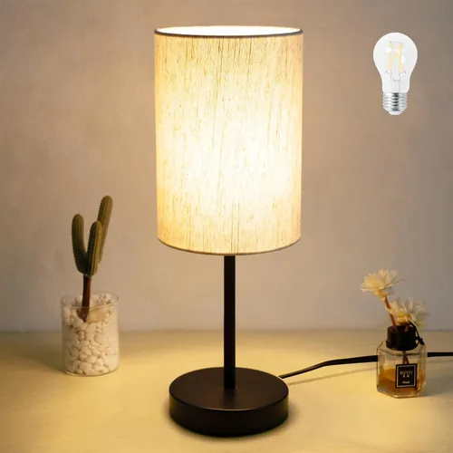 Miniatura 11 de RISLG Juego de 2 lámparas de mesa para recámara, lámparas de noche para mesita de noche con interruptor de cable, lámparas de escritorio
