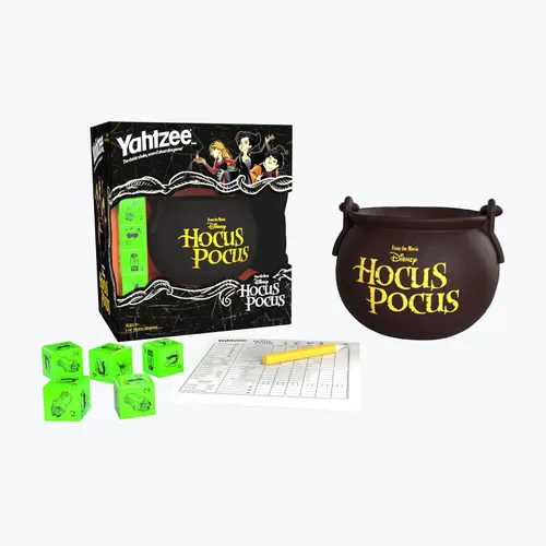 Miniatura 2 de USAOPOLY YAHTZEE: Disney Hocus Pocus Taza de dados de caldero coleccionable de bruja ~ Juego familiar clásico basado en película, ideal