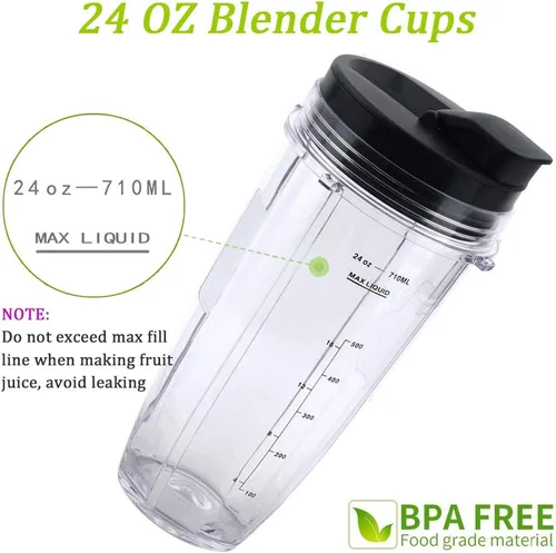 Miniatura 5 de Cuchilla de repuesto para licuadora y accesorios de vaso de 24 onzas con tapa, solo compatible con Nutri Ninja SS150, SS151, SS300, SS350, SS351