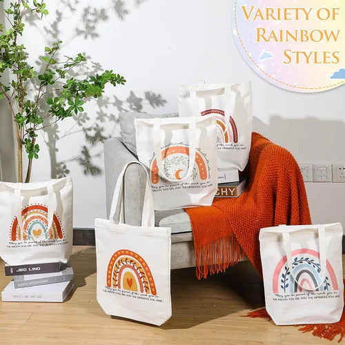 Miniatura 3 de Sadnyy 20 bolsas de lona arcoíris para profesores y empleados, regalo inspirador con cremallera para oficina, escuela